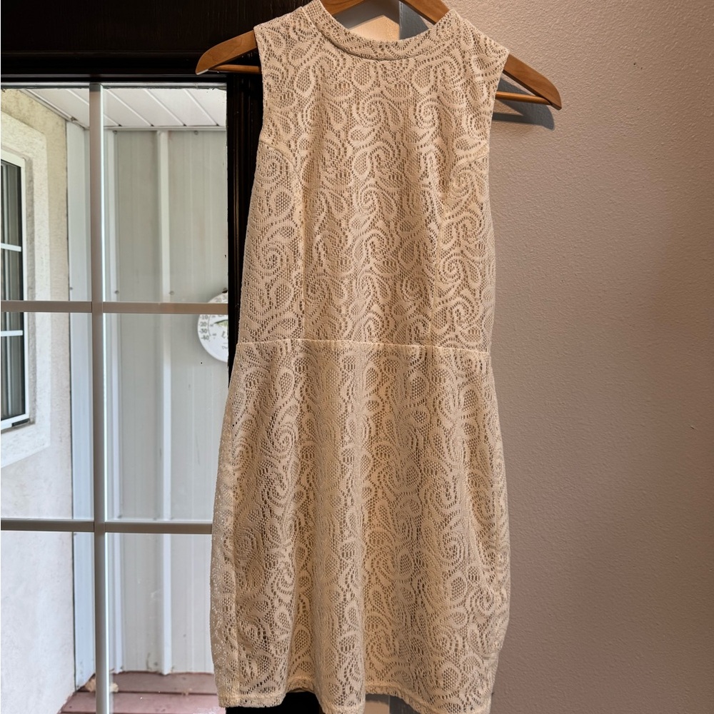 BONGO vintage 90’s Cream cream/ tan  lace Dress size XL Sleeveless classic look